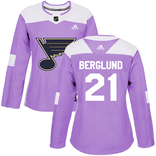 Adidas Blues #21 Patrik Berglund Purple Authentic Fights Cancer Women's Stitched NHL Jersey
